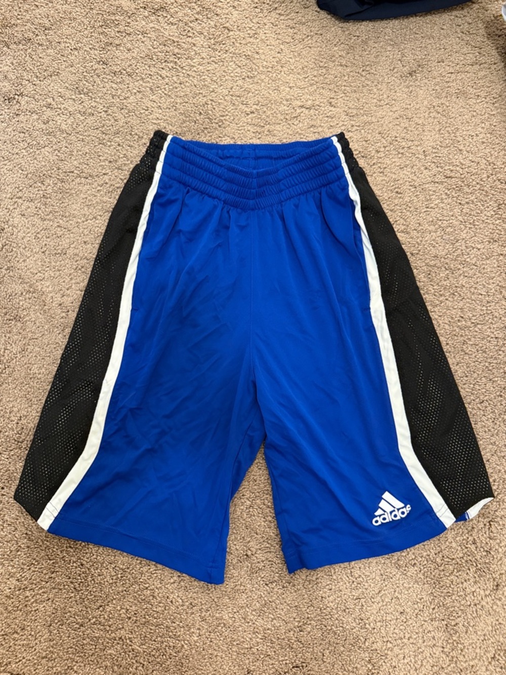 Adidas Royal Blue Athletic Shorts with Black Panels and White Trim